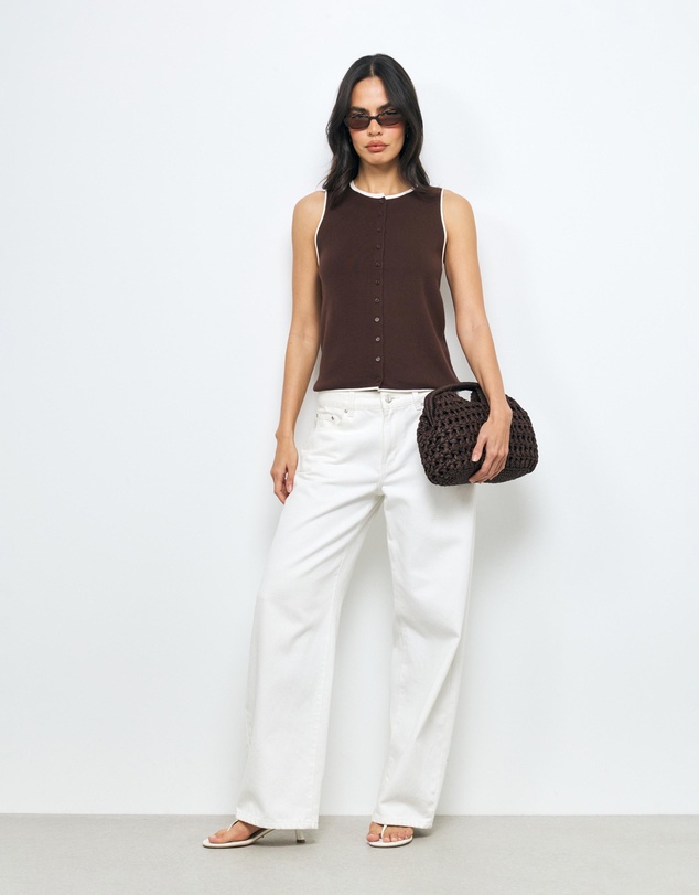 AERE - Veya Contrast Organic Cotton Knit Top