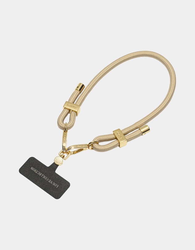 LOUVE COLLECTION - Universal Phone Strap Connector (Black) + Bisque Beige Wristlet