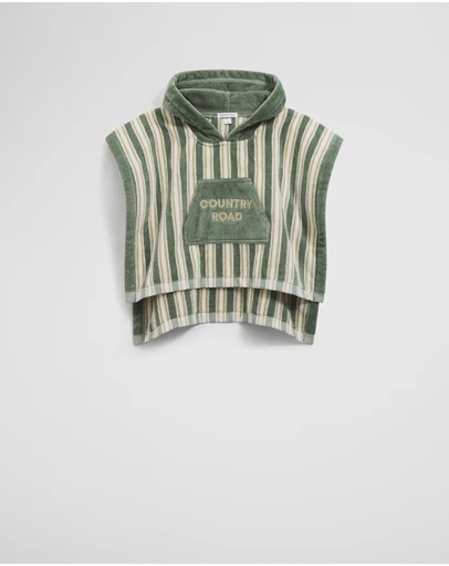 Country Road - Cotton Stripe Logo Poncho