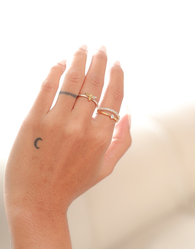 Elli Jewelry - Bee Band Ring in Gold-Plated 925 Silver