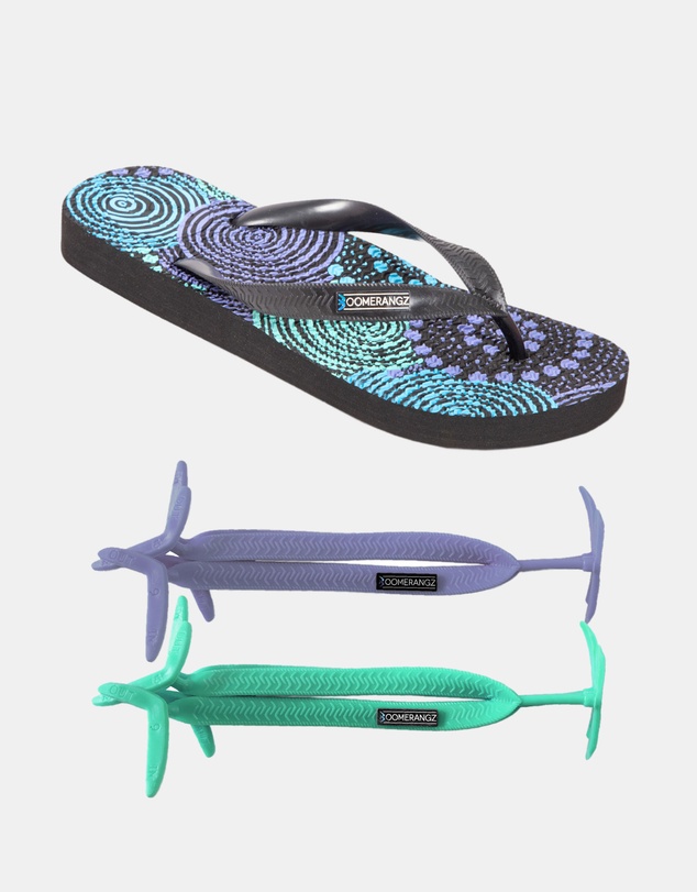 Boomerangz Footwear - Men's Saltwater Dreamtime Thongs 01 with arch support and 2 x interchangeable straps