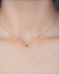 Georgini - Natural Green Agate And Diamond May Gold Pendant