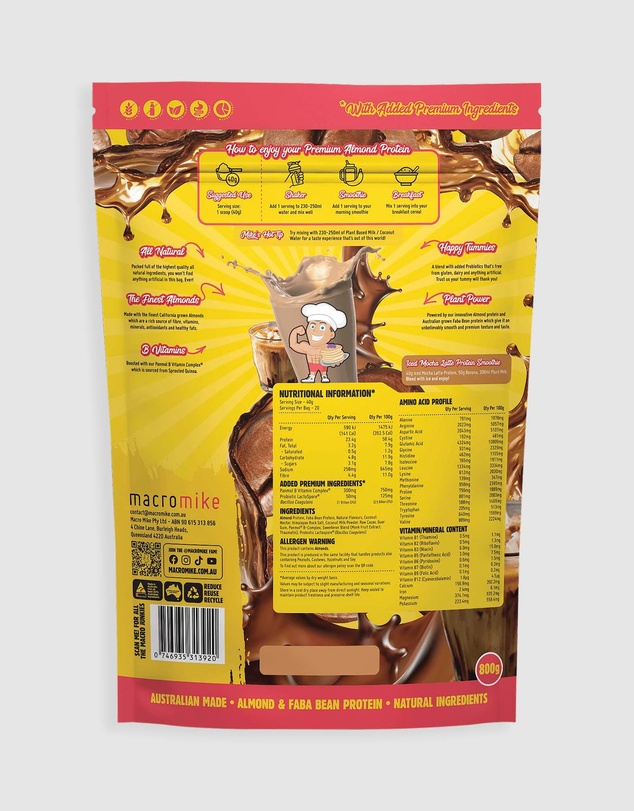 Macro Mike - Iced Mocha Latte Premium Almond Protein - 800g