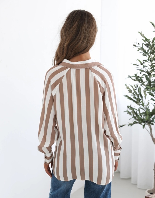 Esther & Co - Alayah Shirt - Brown Stripe