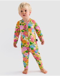Kip&Co - Follow The Sun Yellow Organic LS Zip Romper - Babies