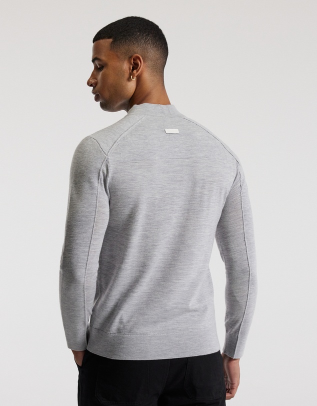 Calibre - Mock Neck Merino Sweater Silver Marle