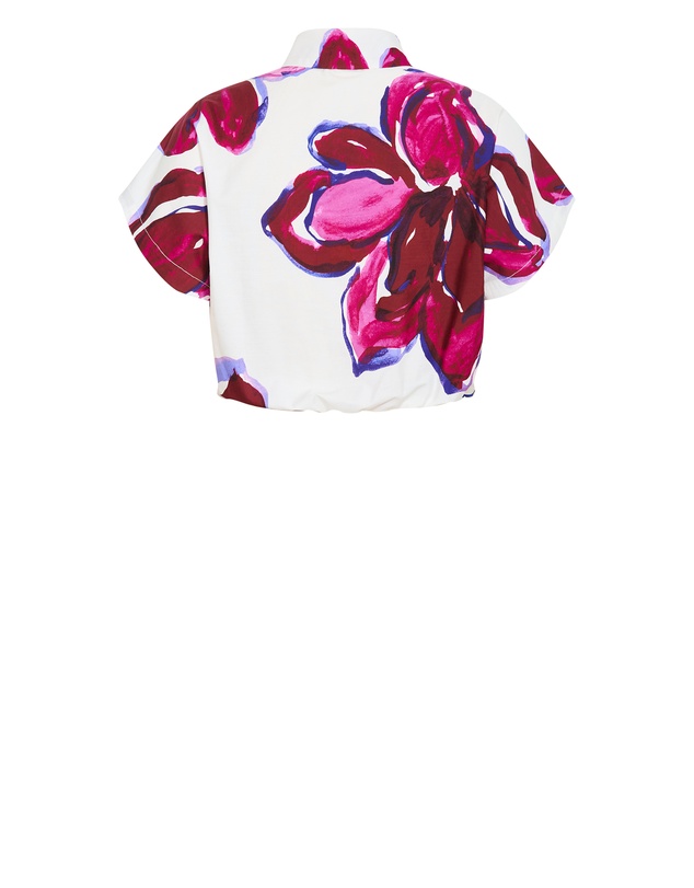 City Chic - Plus Size Holiday Bloom Print Shirt - white
