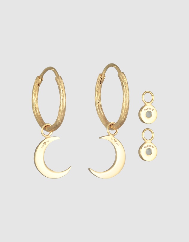 Elli Jewelry - The Moon Hoop Earrings Set in Gold-Plated 925 Silver