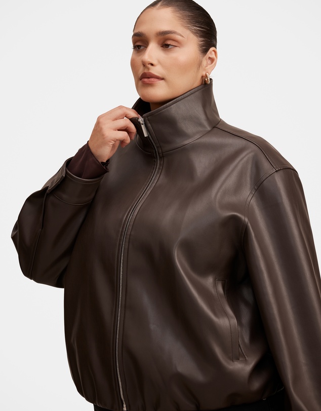 Forever New Curve - Julia Curve Faux Leather Funnel Neck Jacket