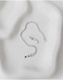 The White Collection - Olive - Minimal Round Stone Silver Tennis Bracelet