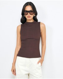 AERE - High Neck Textured Jersey Top