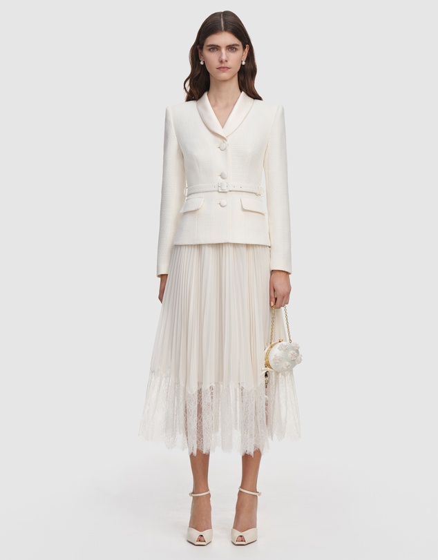 Self Portrait - Boucle Shawl Collared Midi Dress