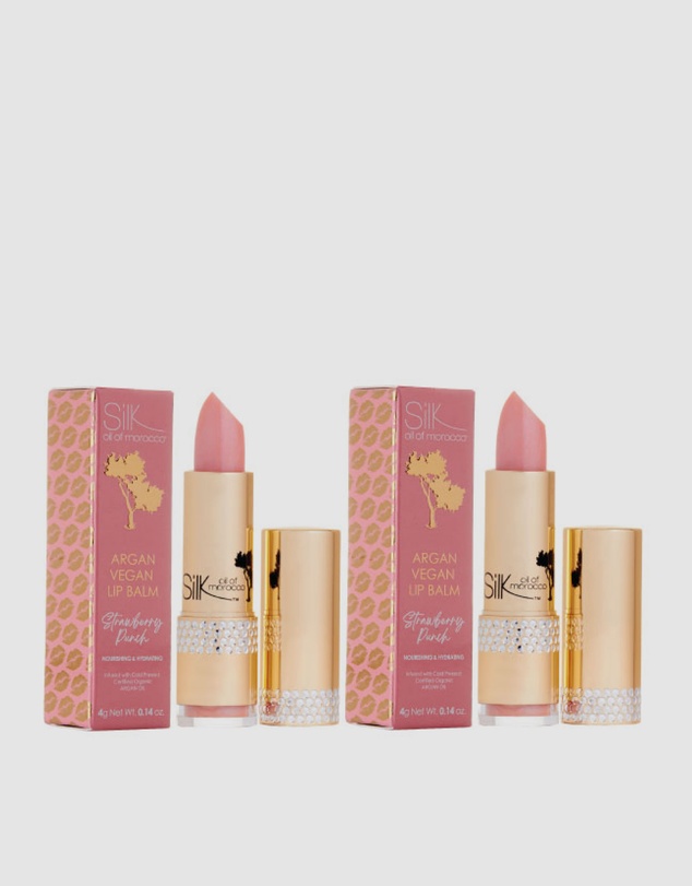 Silk Oil of Morocco - Argan Lip Balm - Duo Pack - Strawberry Punch - Value Pack