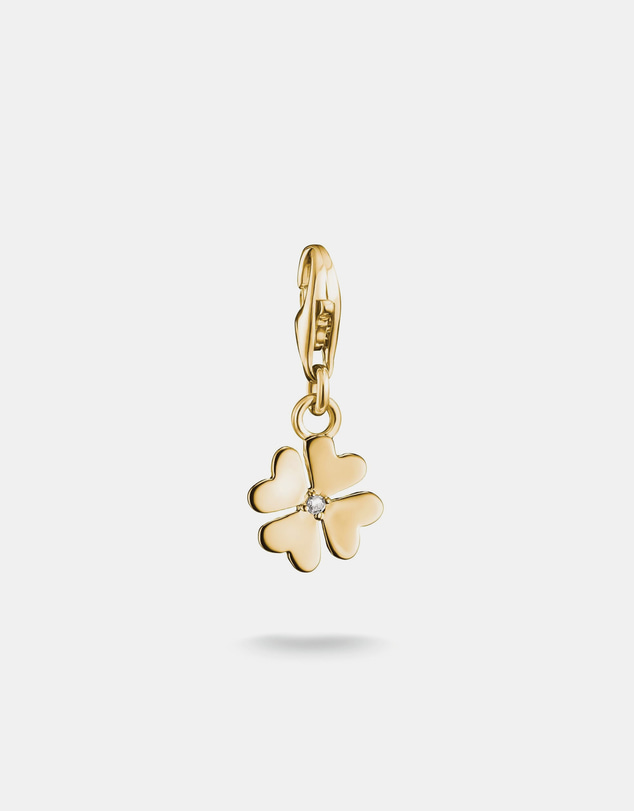 THOMAS SABO - Gold-Plated Four-Leaf Clover Charm with Zirconia Centre Stone