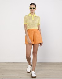 Cirkular - Pre-Loved - Bottega Veneta Yellow Knit Polo Shirt