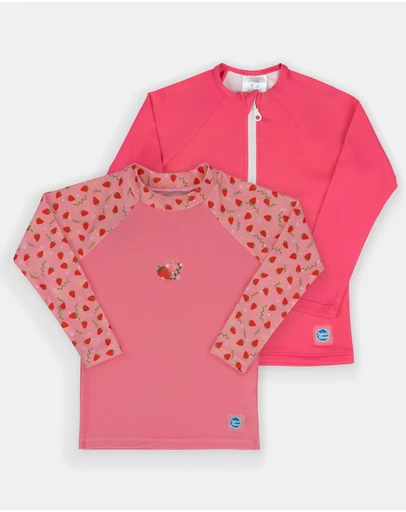 Splash About - Long Sleeve Rashies - Strawberry Field & Pink