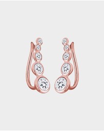 Elli Jewelry - Earrings Ear Cuff Circle Geo Crystals 925 Silver Rose Gold Plated