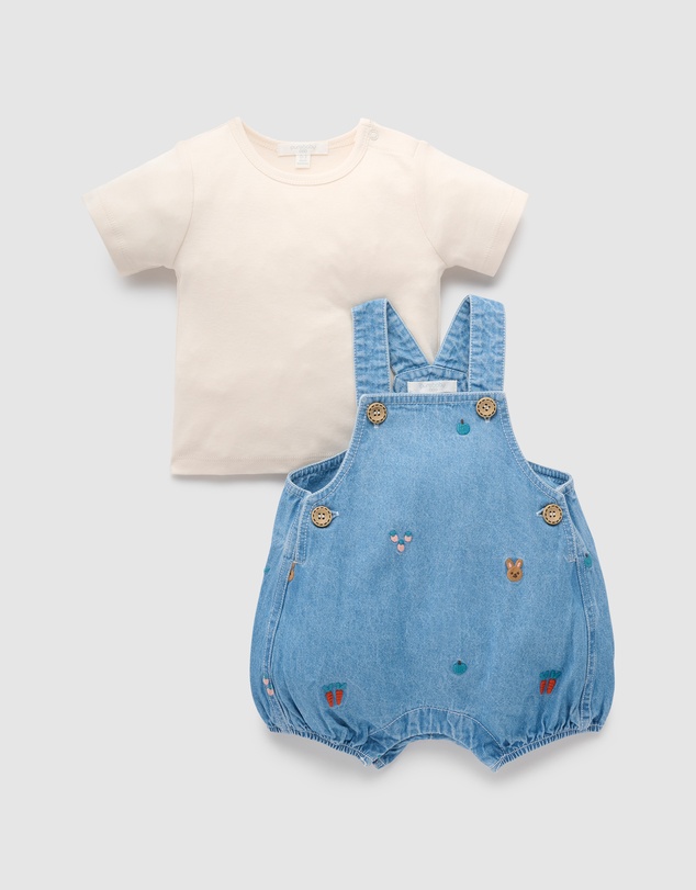 Purebaby - Bunny Garden Overall Set-Kids-Babies