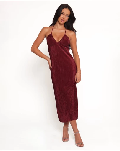 Petal & Pup - Safi Plisse Maxi Dress - Wine