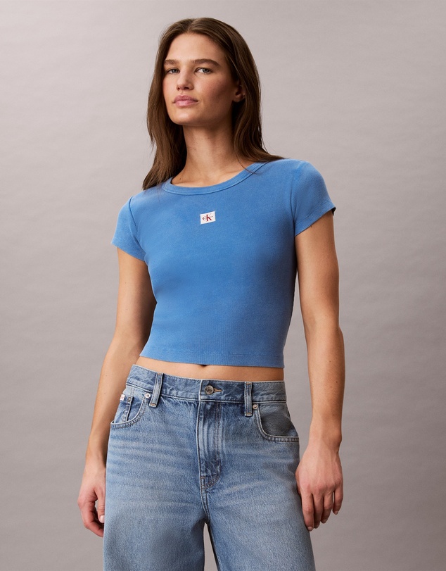 Calvin Klein Jeans - Woven Monologo Rib Crewneck Tee