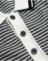 Calibre - Textured Stripe Knit Polo Grey