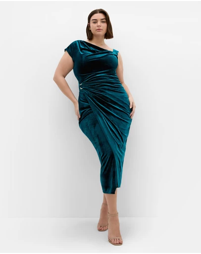 City Chic - Vivi Velour Midi Dress
