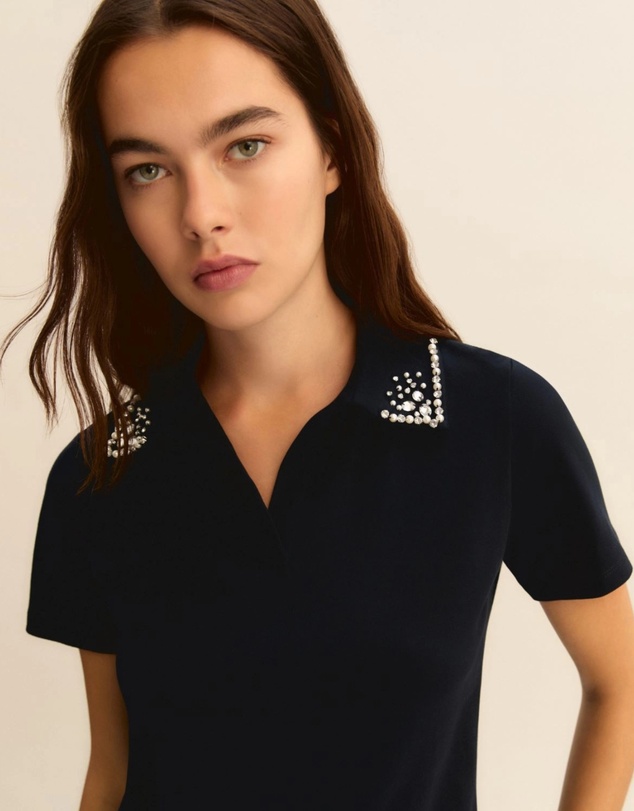 Emme - Midnight Blue Piqué Polo Top