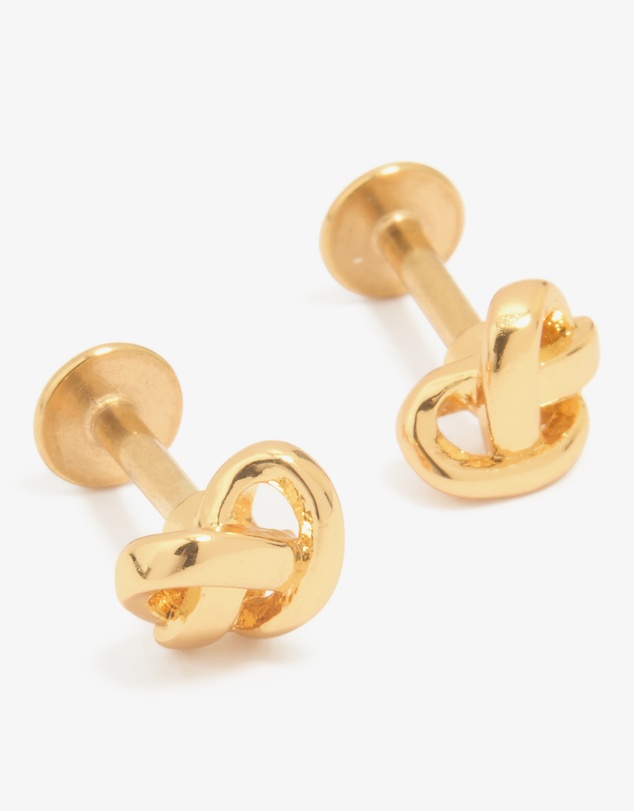 Lovisa - Gold Plated Titanium Pretzel Piercing Flat Back Studs