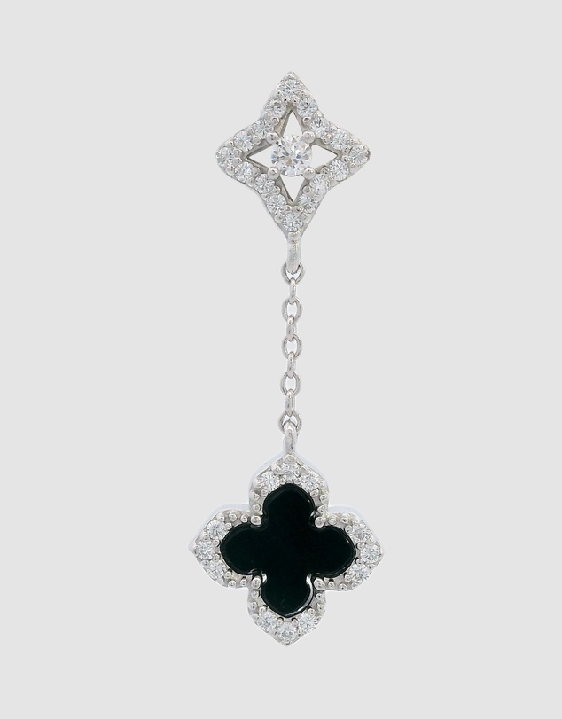Georgini - GEORGINI MIDNIGHT VELVET BLACK AGATE FAIRWATER DROP EARRINGS SILVER