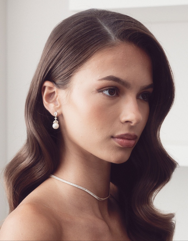 The White Collection - Sidney Necklace - Baguette Silver Bridal Necklace