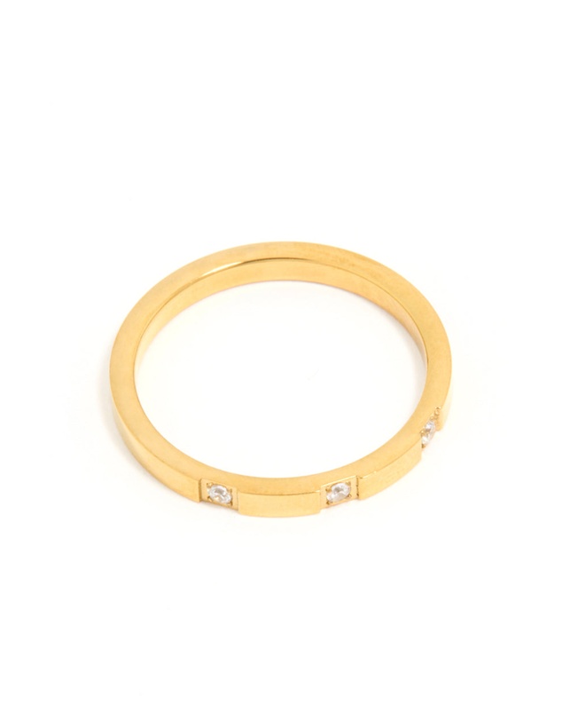 Lovisa - Waterproof Mixed Stainless Steel Cubic Zirconia Rings 2-Pack
