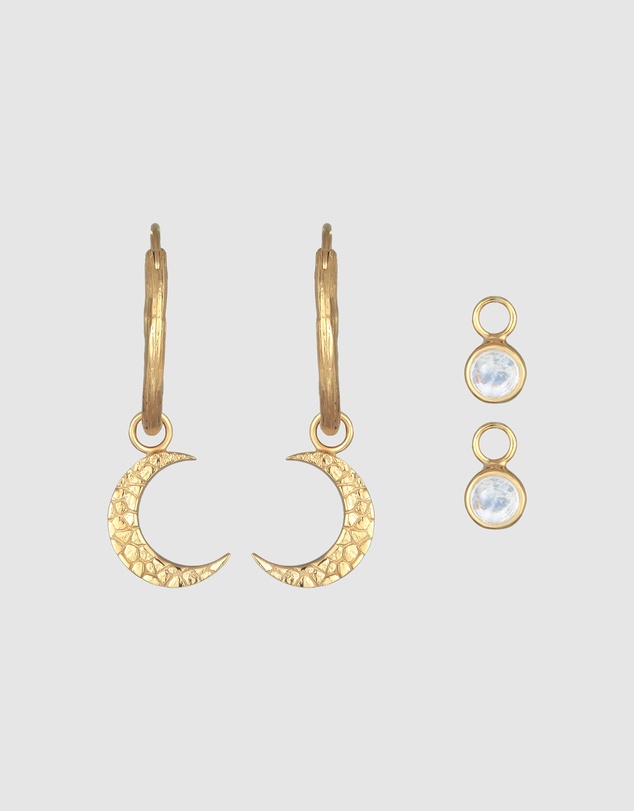 Elli Jewelry - The Moon Hoop Earrings Set in Gold-Plated 925 Silver