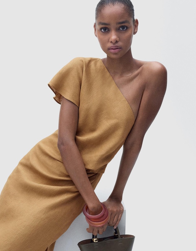 M.N.G - Rachel Asymmetrical Linen Dress