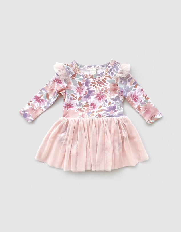 WITH LOVE FOR KIDS - Tulle Flutter Long Sleeve Tutu Onesie - Babies