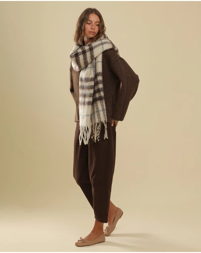 Morgan & Taylor - Hallie Scarf in Beige & Brown Check