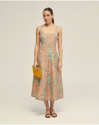 Oxford - Elodie Linen Blend Printed Dress