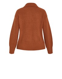 City Chic - Plus size Star Alley Collared Jumper - copper