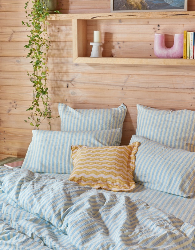 Mosey Me - Butter Blue Seersucker Standard Pillowcase Set