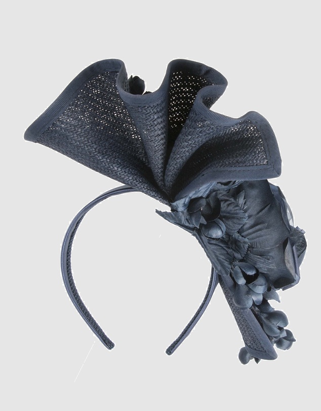 Fillies Collection - Bespoke Sculpted Navy Racing Fascinator
