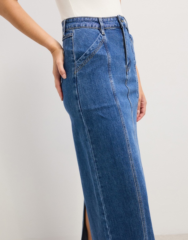 The Fated - Asha Denim Maxi Skirt