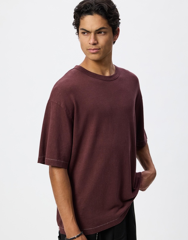 Thrills - Hemp Thrills Contrast Stitch Box Fit Oversize Cropped Tee