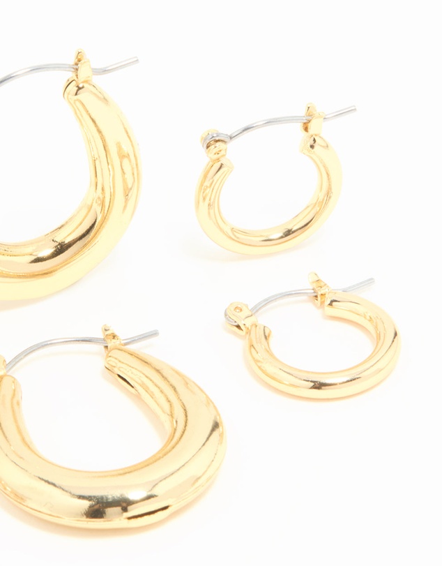 Lovisa - Gold Plated Oval Hoops 3-Pack
