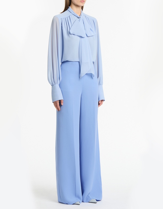 Carla Zampatti - Powder Blue Georgette Bow Front Blouse