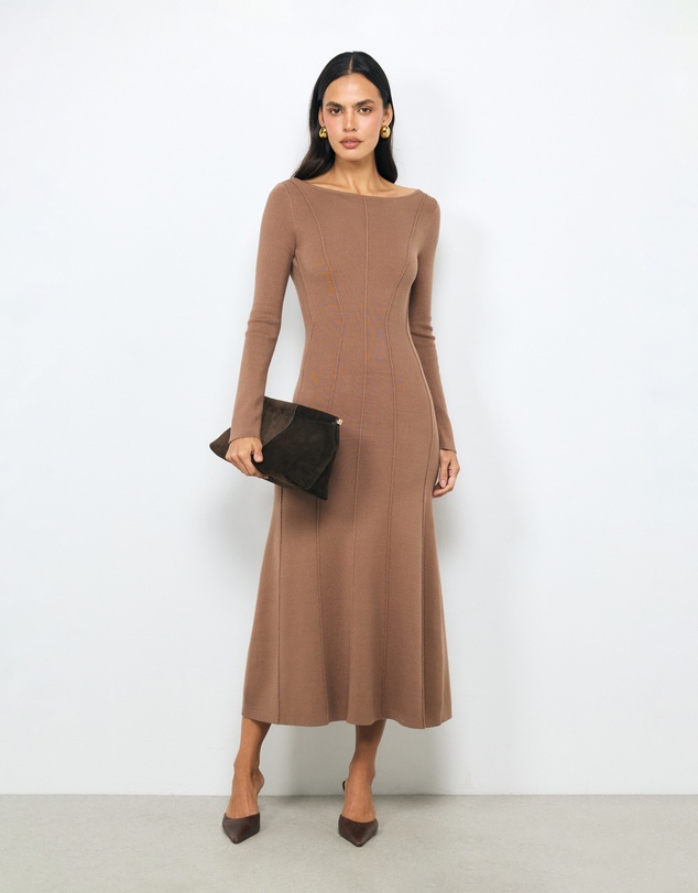 AERE - Nori Panelled Knit Midi Dress