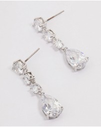 Lovisa - Silver Graduating Stone Pear Drop Earrings