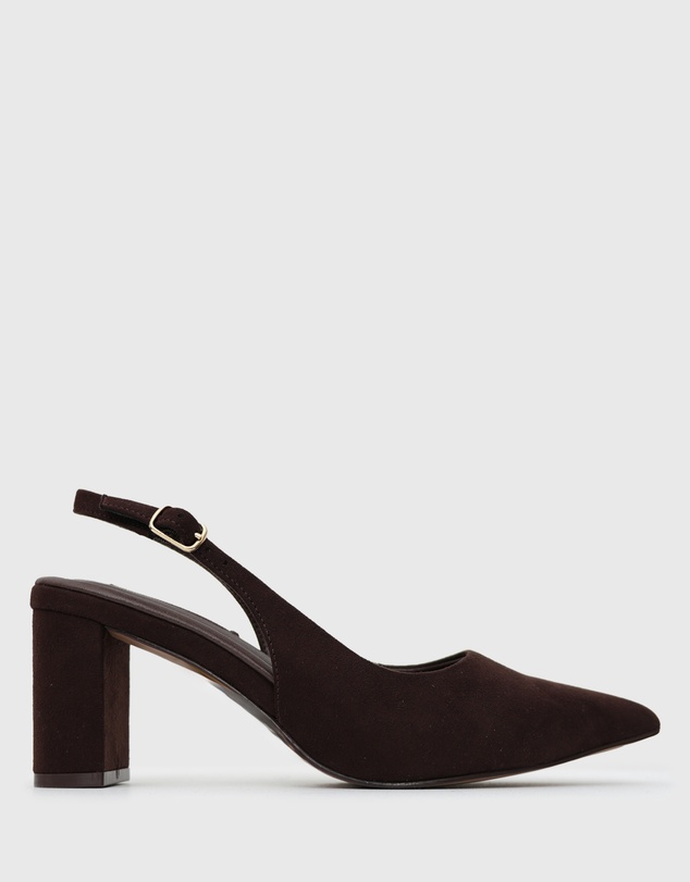 Betts - Flounce Block Heel Slingback Pumps