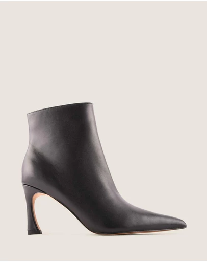 Shelly Shen - Channing Heel Ankle Boots Black Leather