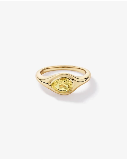 Michael Hill - Pear Cut Lemon Quartz East-to-West Set Ring in 10kt Yellow Gold