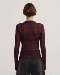 Witchery - Textured Mesh Long Sleeve Top
