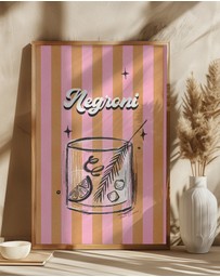 Olive et Oriel - Negroni Drink On Stripes by Baroo Bloom Art Print